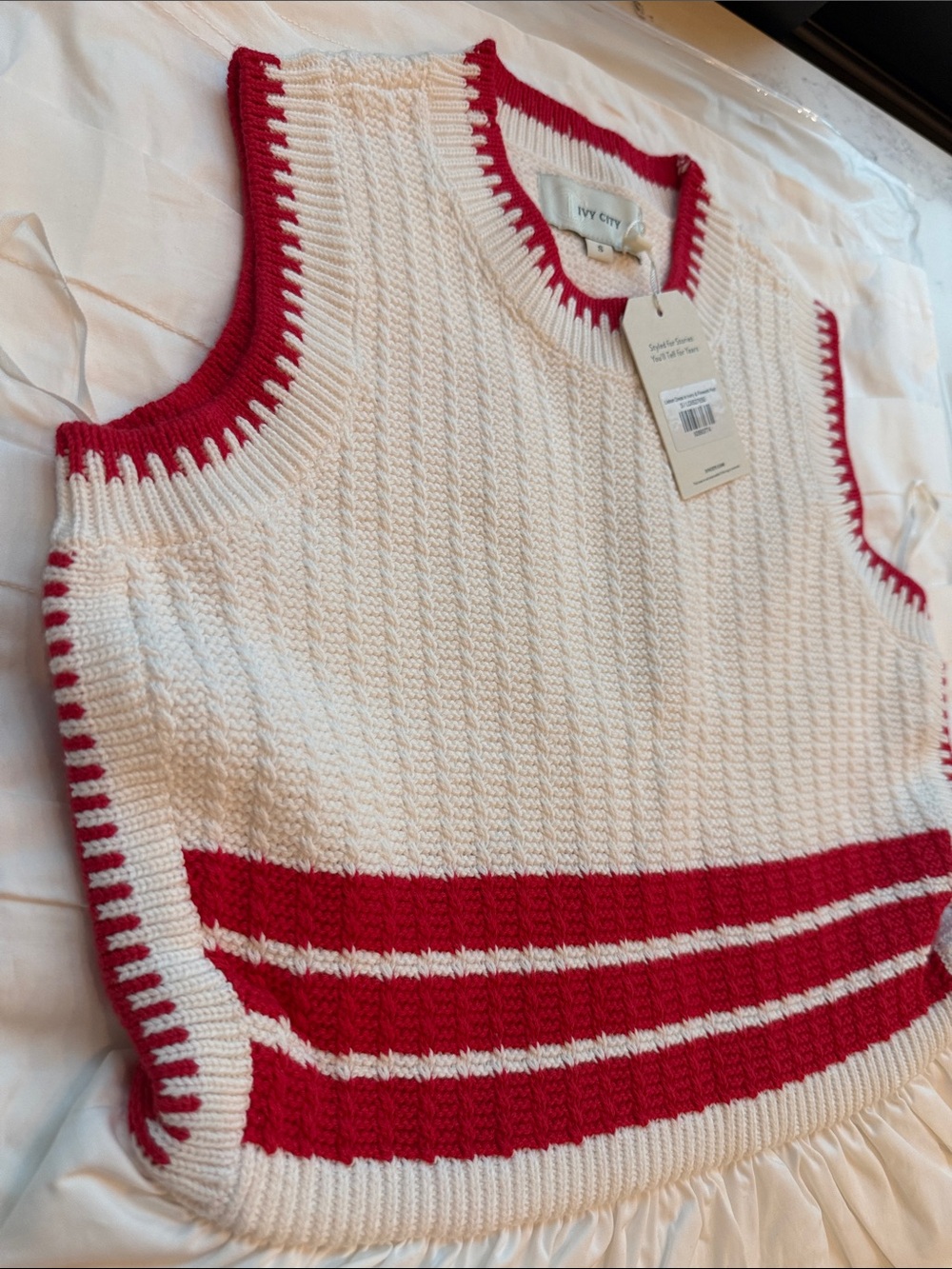 Ivy City Co Lisbon sleeveless Midi Dress Ivory & Firework Red Color Small NWT - Picture 5 of 8